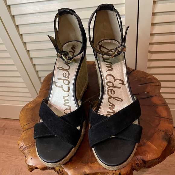 SAM EDELMAN Women's Leather/Suede Brenda Wedge Size 7 1/2 - Picture 2 of 9